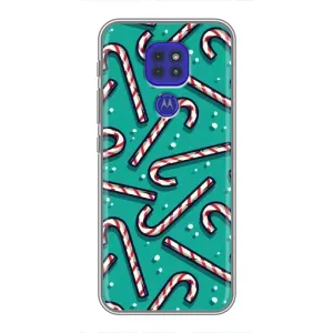 Силиконовый бампер на рождество для Motorola MOTO G9 Play (Леденцы)