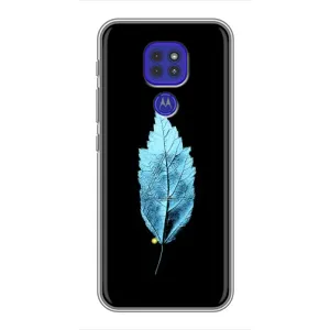 Чехол с картинками на черном фоне для Motorola MOTO G9 Play (Листочек)
