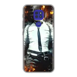 Силиконовый чехол с картинкой "Герой Pubg" на Motorola MOTO G9 Play (Man Пубг)