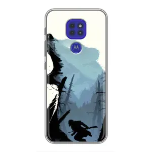 Силиконовый бампер с картинкой животных для Motorola MOTO G9 Play (Медведь и лес)