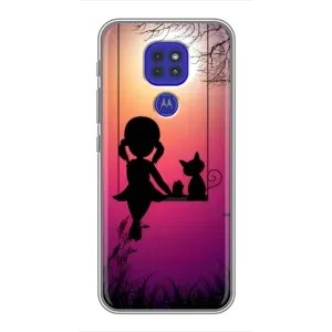 Девчачий Чехол для Motorola MOTO G9 Play (На качели)