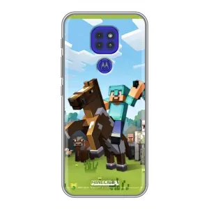 Чехлы для Motorola MOTO G9 Play (Персонажи Майн Крафт) (На коне)