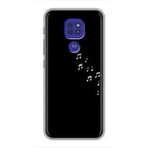 Чехол с картинками на черном фоне для Motorola MOTO G9 Play (Ноты)