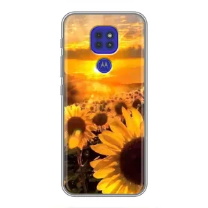 Чехол с Цветами для Motorola MOTO G9 Play (поле подсолнухов)