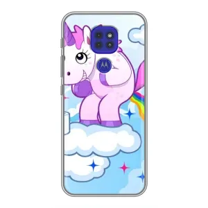 Чехол Unicorn на Motorola MOTO G9 Play (Радуга единорожка)