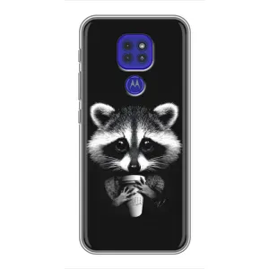 Силиконовый Чехол с Енотами на Motorola MOTO G9 Play (С кофем)