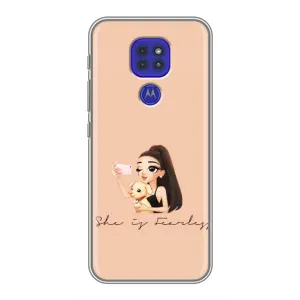 Силиконовый Чехол на Motorola MOTO G9 Play с картинкой Стильных Девушек (С собакой)