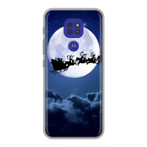 Чехол Санта Клаус для Motorola MOTO G9 Play (Санта - луна)