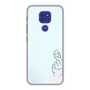 Чехлы (Знак сердечка) на Motorola MOTO G9 Play (Сердце на голубом)