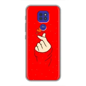 Чехлы (Знак сердечка) на Motorola MOTO G9 Play (Сердце на красном)