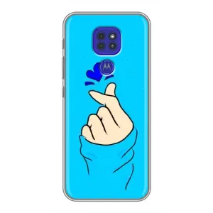 Чехлы (Знак сердечка) на Motorola MOTO G9 Play (Сердце на синем)