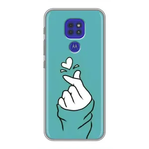 Чехлы (Знак сердечка) на Motorola MOTO G9 Play (Сердечко на бирюзовом)