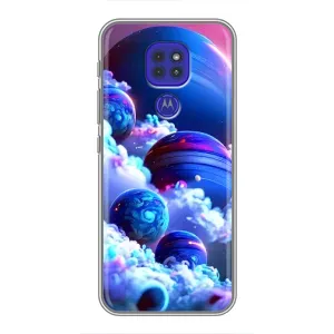 Чехлы КОСМОС для Motorola MOTO G9 Play (Синие планеты)