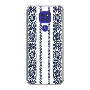 Силиконовый Чехол на Motorola MOTO G9 Play с картинкой Вышиванки (Синяя вышиванка)