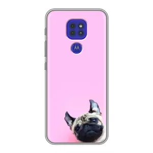 Бампер для Motorola MOTO G9 Play с картинкой "Песики" (Собака на розовом)