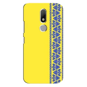 Силиконовый Чехол на Motorola Moto M (Вышиванка на желтом)