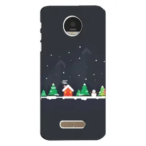 Силиконовый бампер на рождество для Motorola MOTO Z Play (Город зимний)