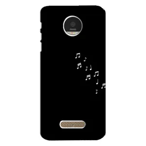 Чехол с картинками на черном фоне для Motorola MOTO Z Play (Ноты)