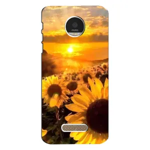 Чехол с Цветами для Motorola MOTO Z Play (поле подсолнухов)