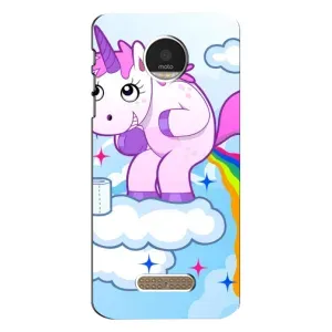 Чехол Unicorn на Motorola MOTO Z Play (Радуга единорожка)
