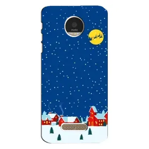 Силиконовый бампер на рождество для Motorola MOTO Z (Город в снегу)