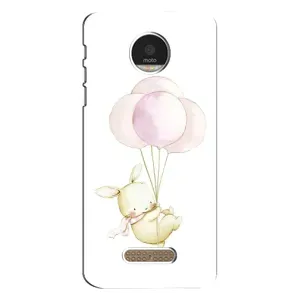 Силиконовый бампер с картинкой животных для Motorola MOTO Z (Кролик и шарики)