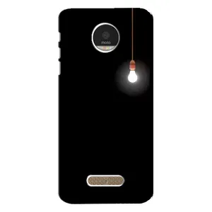 Чехол с картинками на черном фоне для Motorola MOTO Z (Лампочка)