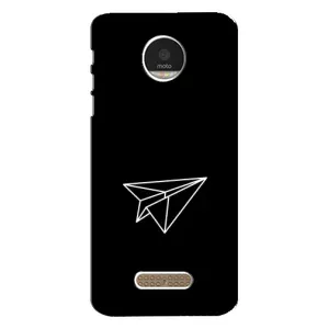 Чехол с картинками на черном фоне для Motorola MOTO Z (Самолетик)