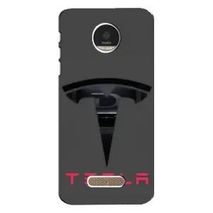 Силиконовый бампер с картинкой машины на Motorola MOTO Z (Logo TESLA)