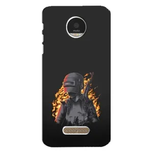 Силиконовый чехол с картинкой "Герой Pubg" на Motorola MOTO Z (В огне)
