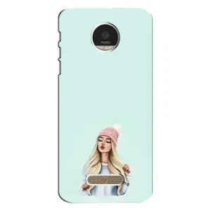Силиконовый Чехол на Motorola MOTO Z с картинкой Стильных Девушек (В шапке)