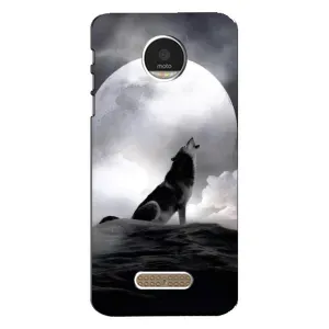 Чехол с Волком на Motorola MOTO Z (Волк и луна)
