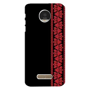 Силиконовый Чехол на Motorola MOTO Z с картинкой Вышиванки (Вышиванка на черном)
