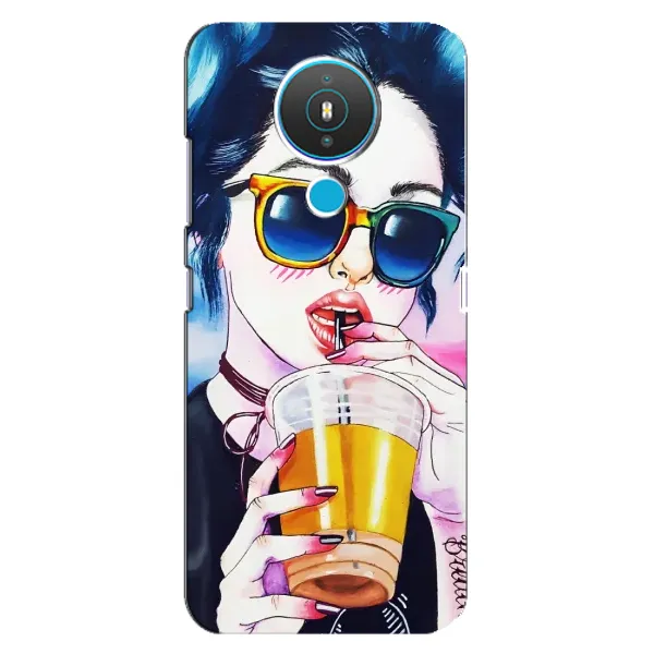 Чехол с рисунком «Девушка с коктейлем» для Nokia 1.4