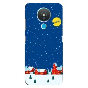 Силиконовый бампер на рождество для Nokia 1.4 (Город в снегу)