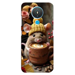 Печатный чехол «Зверята с кофе» для Nokia 1.4 (Мышка с кофе)
