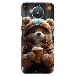 Печатный чехол «Зверята с кофе» для Nokia 1.4 (Медвежонок с кофе)