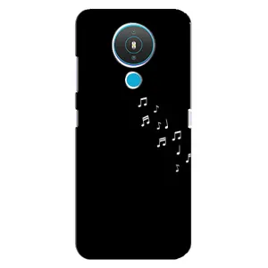 Чехол с картинками на черном фоне для Nokia 1.4 (Ноты)