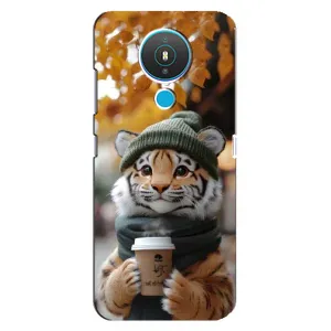 Печатный чехол «Зверята с кофе» для Nokia 1.4 (Тигр с кофе)