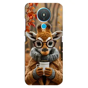Печатный чехол «Зверята с кофе» для Nokia 1.4 (Жираф с кофе)