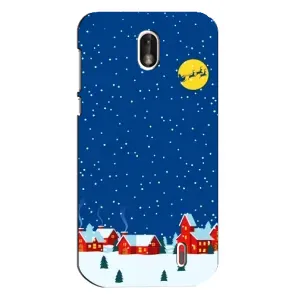 Силиконовый бампер на рождество для Nokia 1 (Город в снегу)