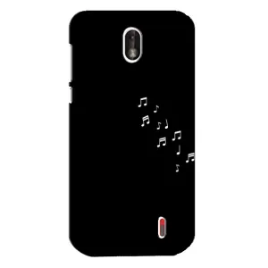 Чехол с картинками на черном фоне для Nokia 1 (Ноты)