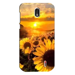 Чехол с Цветами для Nokia 1 (поле подсолнухов)