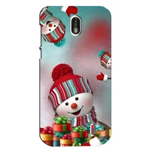 Чехлы на Новый Год Nokia 1 (Снеговик в шапке)