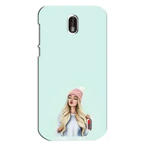 Силиконовый Чехол на Nokia 1 с картинкой Стильных Девушек (В шапке)