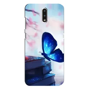 Силиконовый бампер с картинкой животных для Nokia 2.3 (Бабочка синяя)
