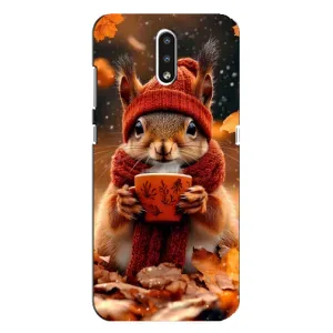 Печатный чехол «Зверята с кофе» для Nokia 2.3 (Белка с кофе)
