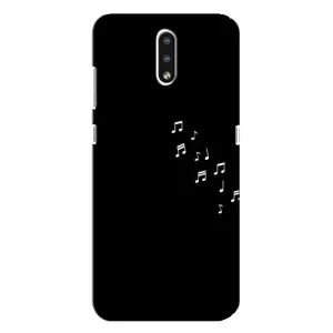 Чехол с картинками на черном фоне для Nokia 2.3 (Ноты)
