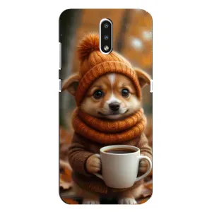 Печатный чехол «Зверята с кофе» для Nokia 2.3 (Собачка с кофе)