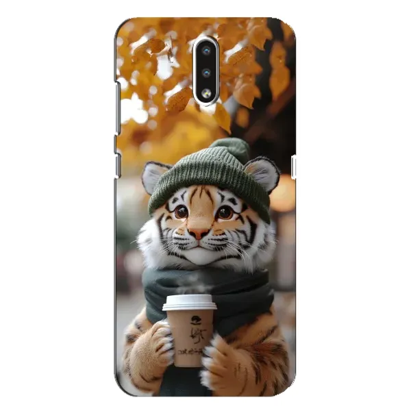 Чехол с рисунком «Тигр с кофе» для Nokia 2.3